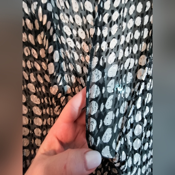 Theory Mesh Polka Dot Assimmetrical Midi Dress Sz L See Through With The Flow - Picture 10 of 16